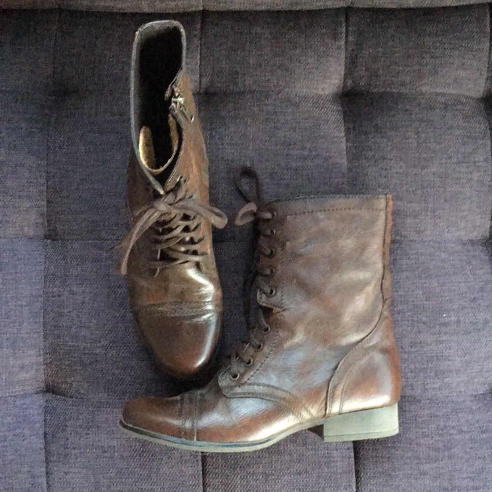 Steve Madden Troopa Brown Leather Boots Size 8.5